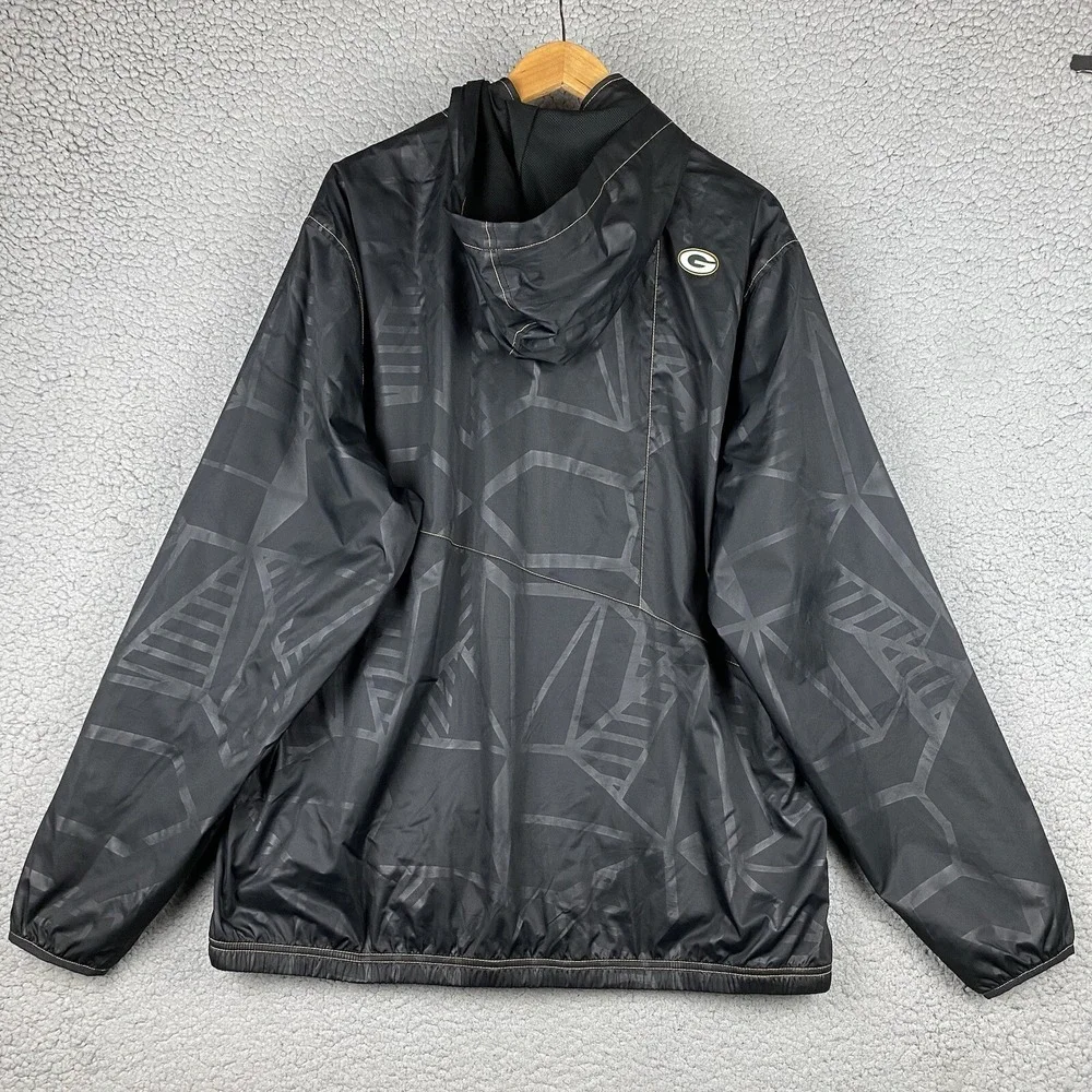 Reebok Green Bay Packers Rain Jacket Mens XL Windbreaker NFL Full Zip Hooded